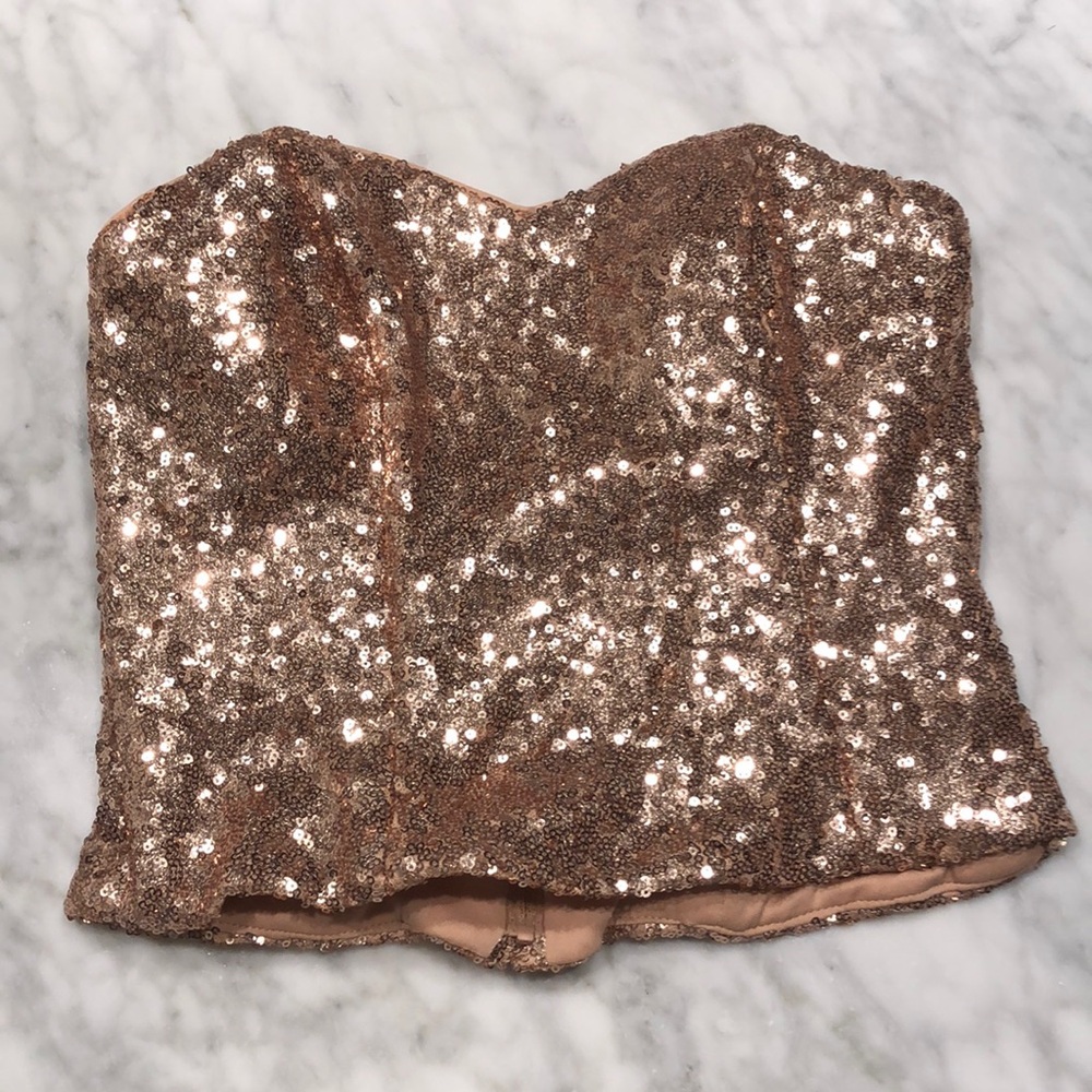 Gold sequin corset style top